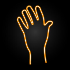 help hand neon sign, modern glowing banner design, colorful modern design trends on black background. Vector illustration.