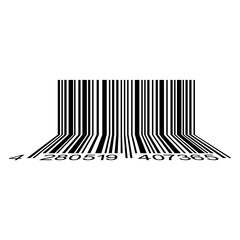 Icono aislado código de barras con líneas en perspectiva y ángulo recto