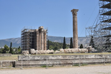 Temple of Olympian Zeus, Athens.Historical Greek architecture columns ruins