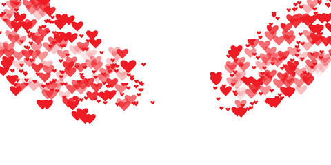 Happy Valentine Day design hearts on white background. Red hearts isolated on transparent background. Abstract banner background. You can use for Happy Birthday, Anniversary, party, Wedding etc.