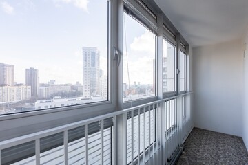 interior decoration of the interior of the balcony of a residential apartment. view from the balcony.