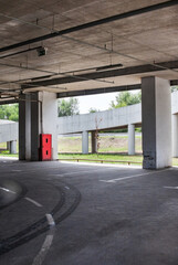 Parking under the building. Exit.