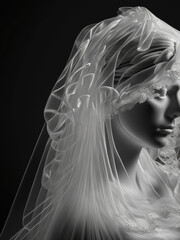 portrait of a doll with a bridal veil. sketch art for artist creativity and inspiration. generative AI