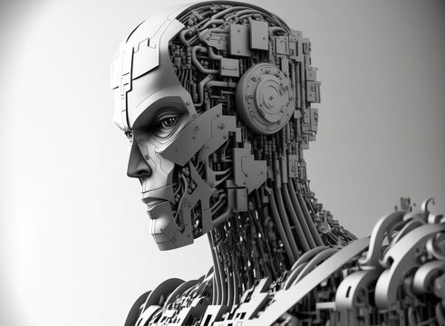 Artificial intelligence, abstract cyborg android. is not based on any real person. generative AI