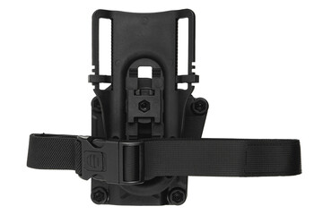 Plastic holster for a pistol. Accessory for convenient and concealed carrying of weapons. View from...