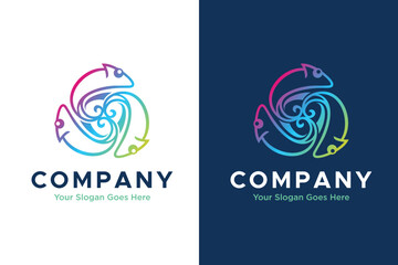 3 chameleon abstract illustration logo