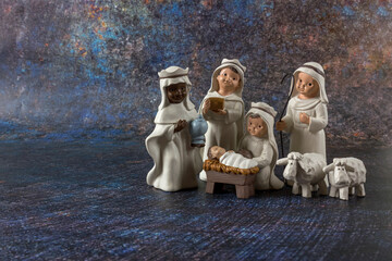 The Three Kings wise men carrying their gifts adoring the Child Jesus. Close up. Epiphany day...