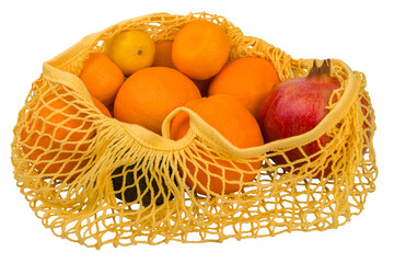 fruits in an eco-friendly cotton foldable mesh shopping bag