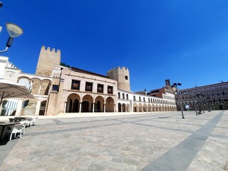 Fototapeta premium Plaza Alta square in old town of Badajoz, Spain, 2020