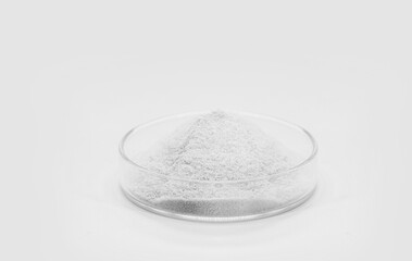 mica sericite or sericite is a fine grayish white powder, a hydrated potassium alumina silicate. Component of the food industry. - obrazy, fototapety, plakaty
