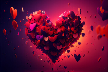 Abstract red heart background image for Valentine's Day, Generative AI