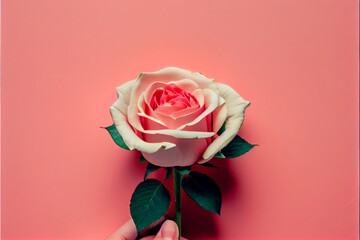 A beautiful rose with a pastel pink background, Generative AI