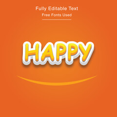 Happy text 3d effect editable text 3d