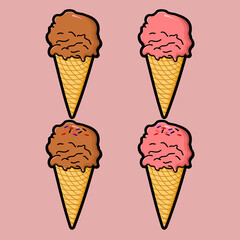Ice Cream Cone Illustration Vector