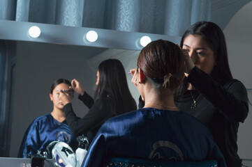 professional makeup in beauty salon