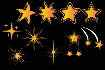 Set of gold stars clipart