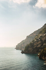 mountains with white houses of the amalfi coast of italy