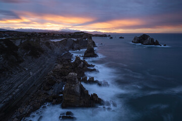 Rocky coastline at Los Urros De Liencres, Spain