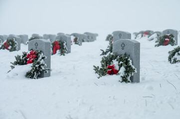 wreaths in the cemetery