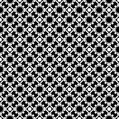 Black and white seamless abstract pattern. Background and backdrop. Grayscale ornamental design. Mosaic ornaments. Vector graphic illustration. EPS10.