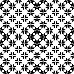Black and white seamless abstract pattern. Background and backdrop. Grayscale ornamental design. Mosaic ornaments. Vector graphic illustration. EPS10.