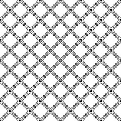 Black and white seamless abstract pattern. Background and backdrop. Grayscale ornamental design. Mosaic ornaments. Vector graphic illustration. EPS10.