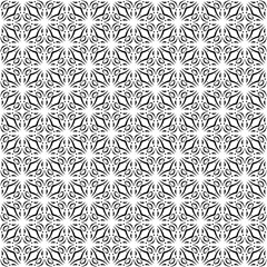 Black and white seamless abstract pattern. Background and backdrop. Grayscale ornamental design. Mosaic ornaments. Vector graphic illustration. EPS10.