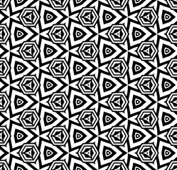 Black and white seamless abstract pattern. Background and backdrop. Grayscale ornamental design. Mosaic ornaments. Vector graphic illustration. EPS10.