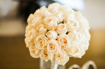 Bridal bouquet with white roses