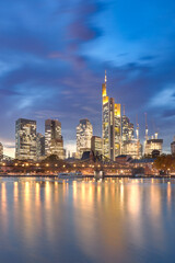Fototapeta na wymiar Night shot of the skyline of Frankfurt, Germany.