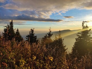 sunset over the mountains 