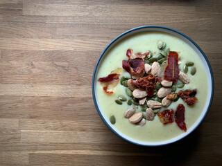 Healthy food at home on a wooden table