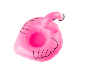 Beach flamingo. Pink pool inflatable flamingo for summer beach isolated on white background. Funny bird toy for kids.