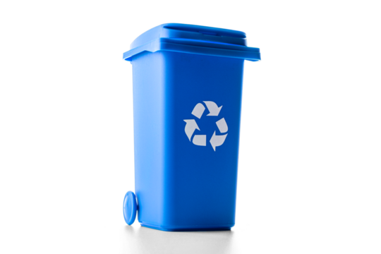 Trash bin. Blue dustbin for recycle paper trash isolated on whit