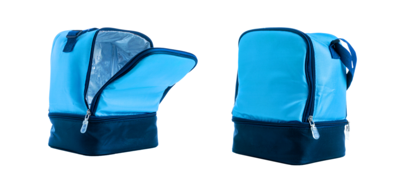 Blue bag. Camping freezer, cooler box for cold lunch food isolat