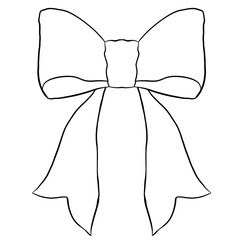 Line art bow clipart. Vintage ribbon bow Tie on the white isolated background.