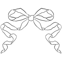 Line art bow clipart. Vintage ribbon bow Tie on the white isolated background. - 558220994