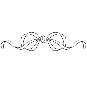 recommend clip art: Line art bow clipart. Vintage ribbon bow Tie on the white isolated background.