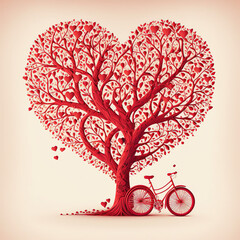Bicycle Heart Tree - obrazy, fototapety, plakaty