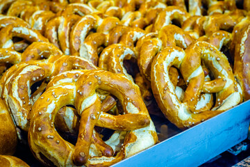 typical bavarian pretzel - close up