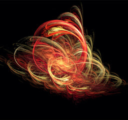 bright yellow-red abstract pattern on black, color digital graphics, background, design