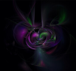 bright purple-green abstract pattern on black, color digital graphics, background, design