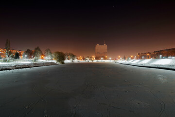 Night city of Kaliningrad in winter.