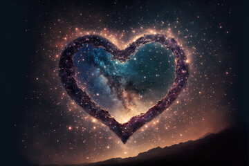 Heart-shaped galaxy created with Generative AI technology