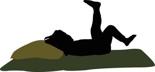 a child lying down body silhouette vector