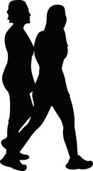 two women walking body silhouette vector