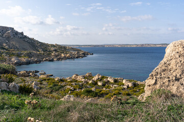 Beautiful Maltese countryside and coastline above Selmun Beach