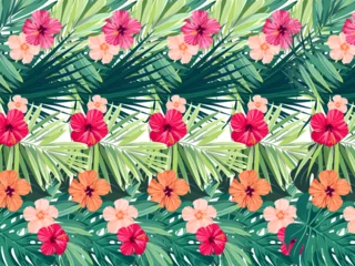 Keuken spatwand met foto seamless floral pattern with hybiscus © oniel