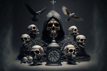 Gothic death cult concept. Generative AI. - obrazy, fototapety, plakaty