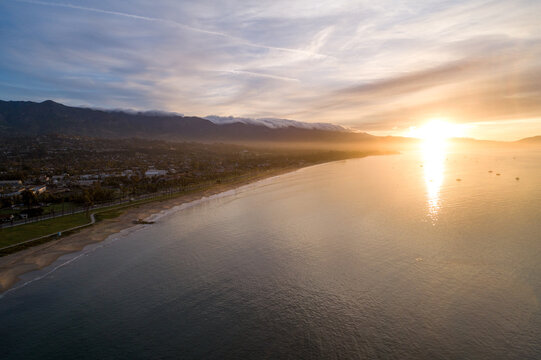 Sunrise in Santa Barbara, California. Ocean and Beautiful sky in Background. USA